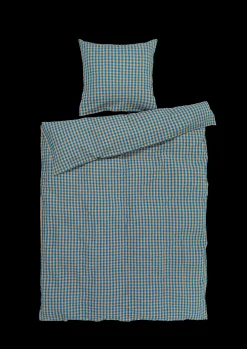 JUNA Bæk&Bølge Sengetøj 150x210 cm blå/okker SE | Køb her