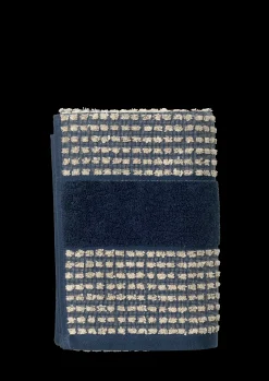 JUNA Check Håndklæde 50x100 cm mørk blå/sand | Køb her