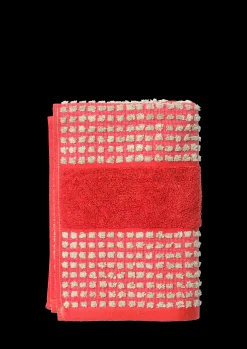 JUNA Check Håndklæde 50x100 cm rød/sand | Køb hos os