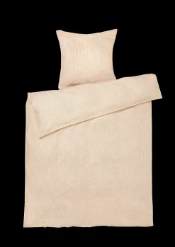 JUNA Monochrome Lines Sengetøj 150x210cm okker/hvid | Køb nu