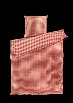 JUNA Sengetøj 140x220 cm i rød fra serien Bæk&Bølge