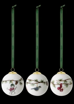Kähler Hammershøi Christmas Kugle hvid m. deko 3 stk