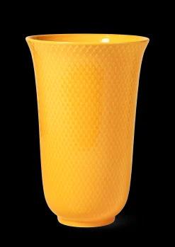 Lyngby Porcelæn Rhombe Color Vase H20 gul porcelæn | Køb her